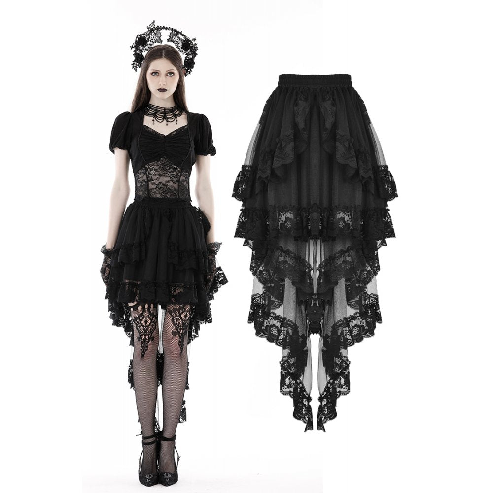 Dark In Love Lolisa Skirt – High-Low Black Lace Skirt