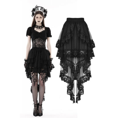 Dark In Love Lolisa Skirt – High-Low Black Lace Skirt