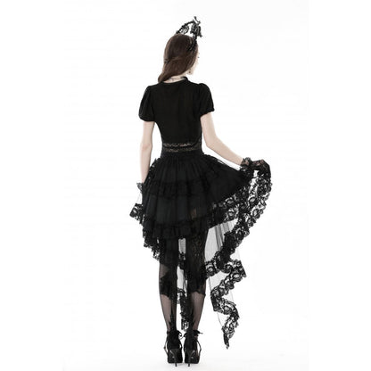 Dark In Love Lolisa Skirt – High-Low Black Lace Skirt