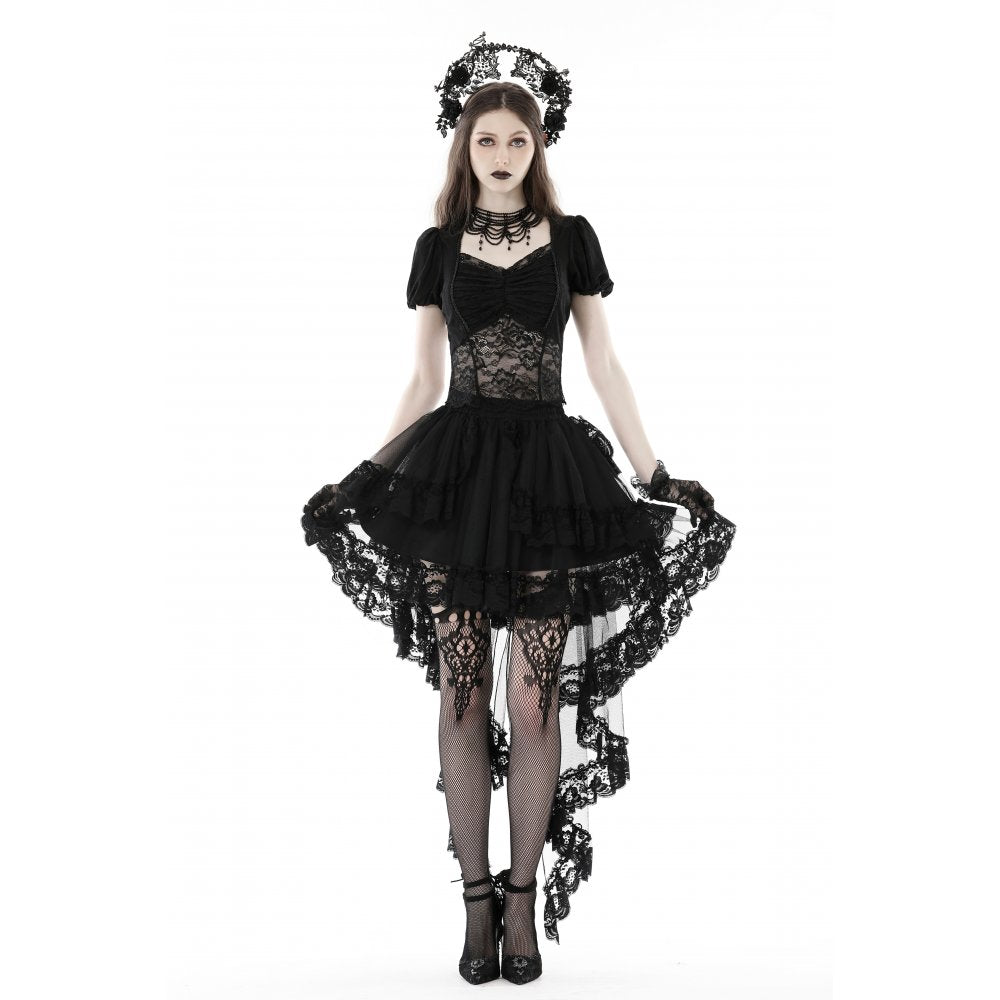 Dark In Love Lolisa Skirt – High-Low Black Lace Skirt