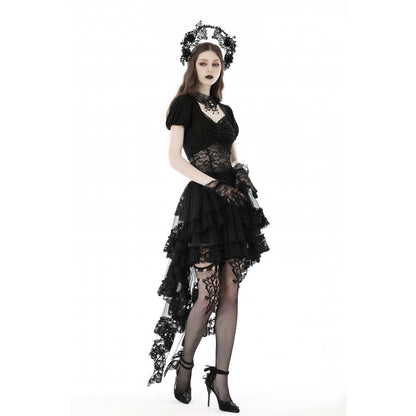 Dark In Love Lolisa Skirt – High-Low Black Lace Skirt