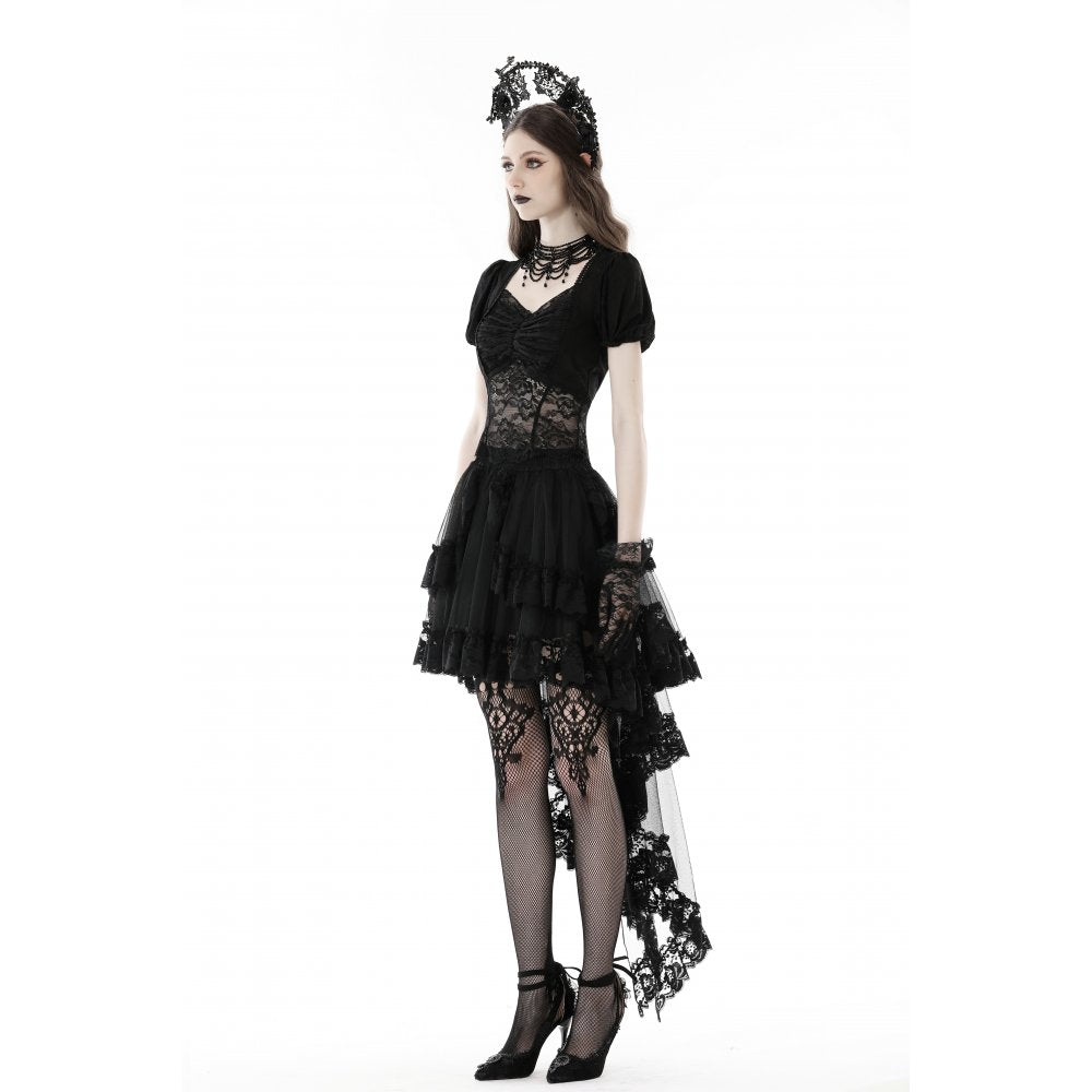 Dark In Love Lolisa Skirt – High-Low Black Lace Skirt