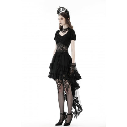 Dark In Love Lolisa Skirt – High-Low Black Lace Skirt