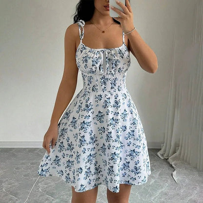 Dawndesslo Womens Printed Spaghetti Strap Mini Dress S to L - QHA UK