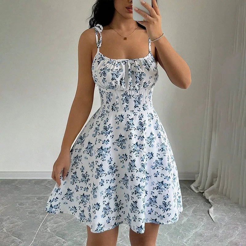 Dawndesslo Womens Printed Spaghetti Strap Mini Dress S to L - QHA UK