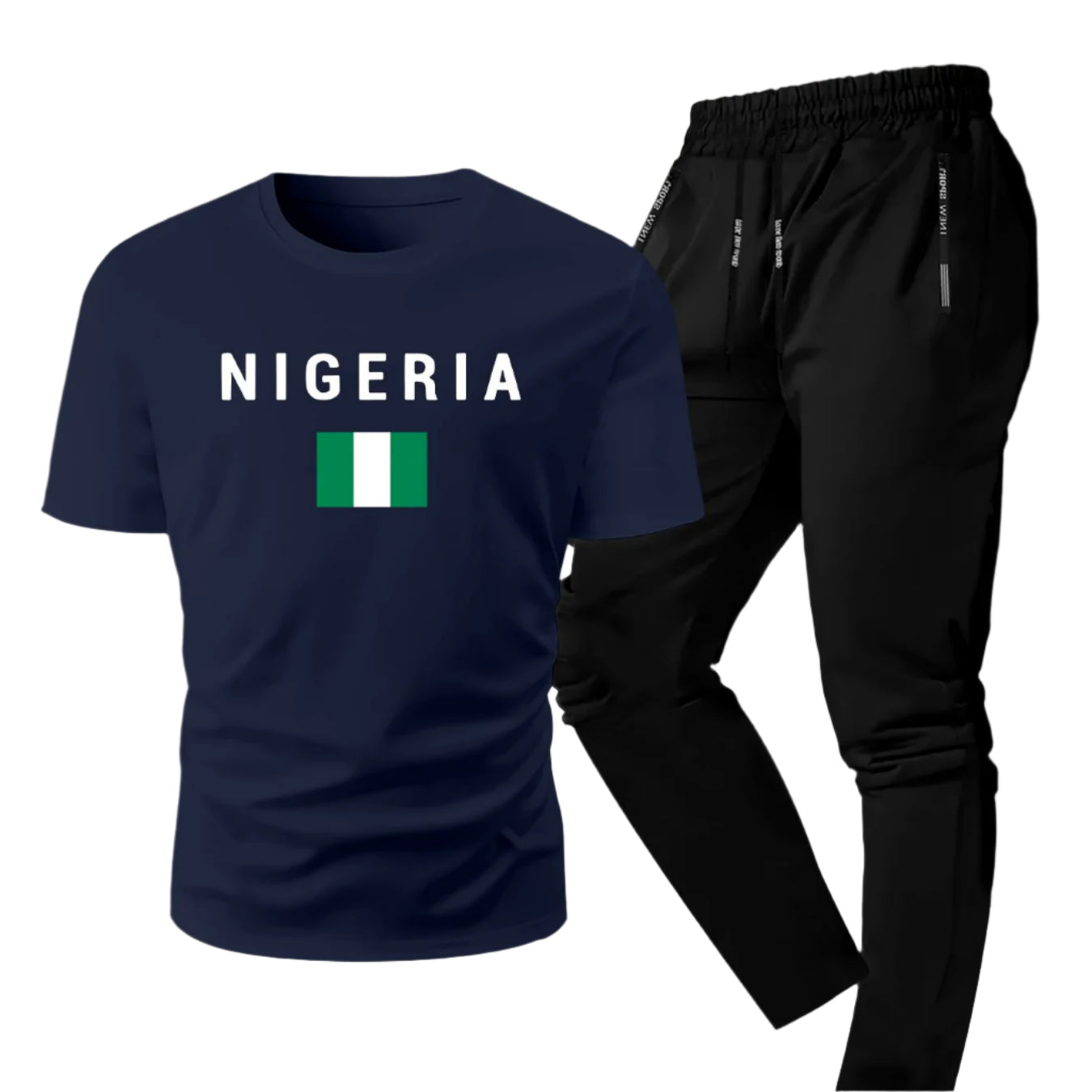 Men's Summer Casual Two-Piece Set, Men's Nigerian Print Short Sleeve T-Shirt with Comfortable Long Pants Fashion Outfit