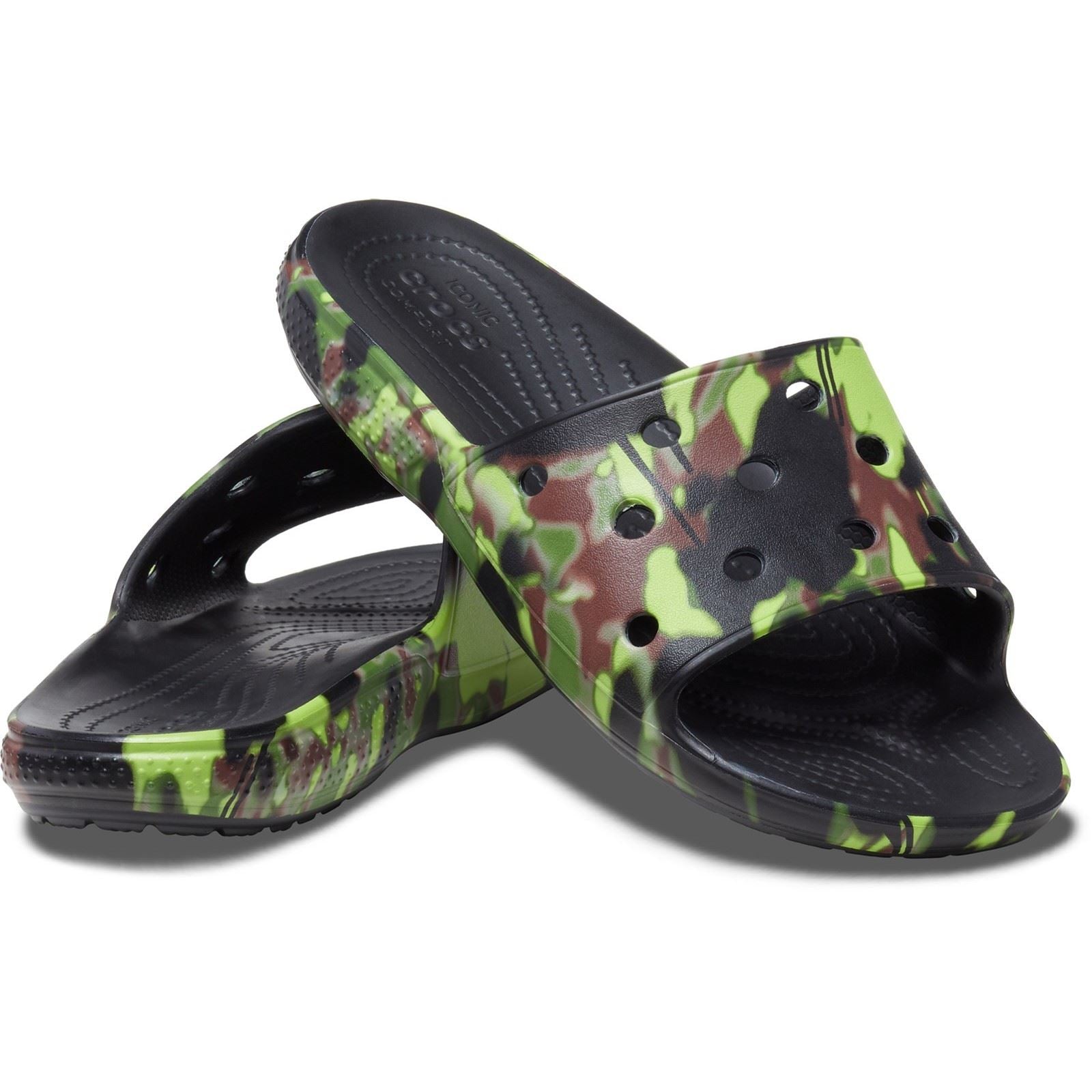 Crocs Unisex's Adult Spray Camo Slide in Black 6 to 12