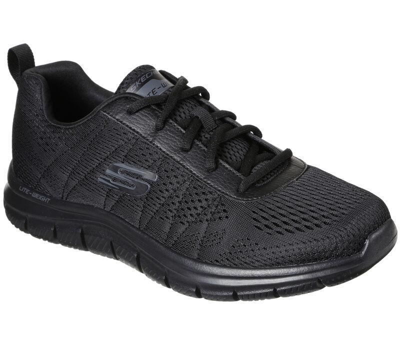 Skechers Men's Wide Fit Track - Moulton Shoes in Black, Sizes 9 to 13