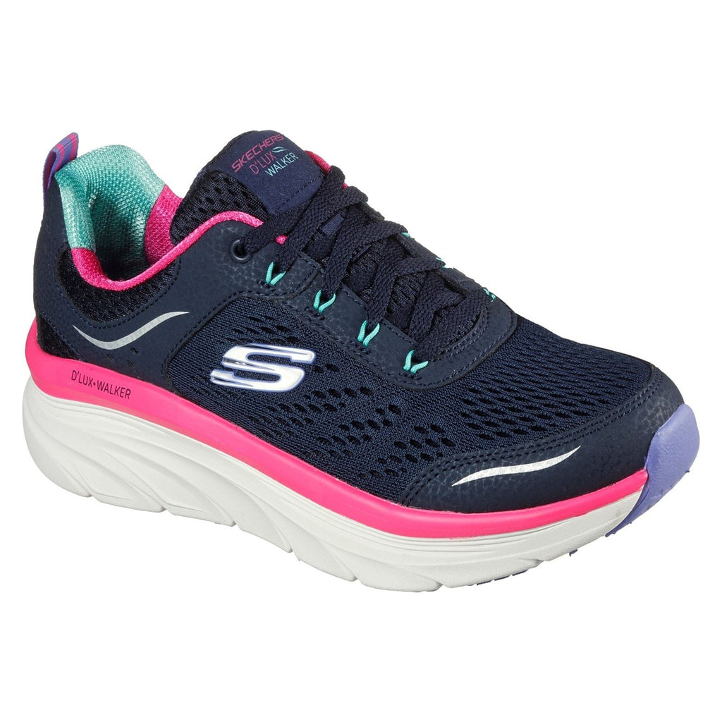 Skechers Relaxed Fit D'Lux Walker Infinite Motion Lace Up Sports Ladies Sports in Navy/Multi
