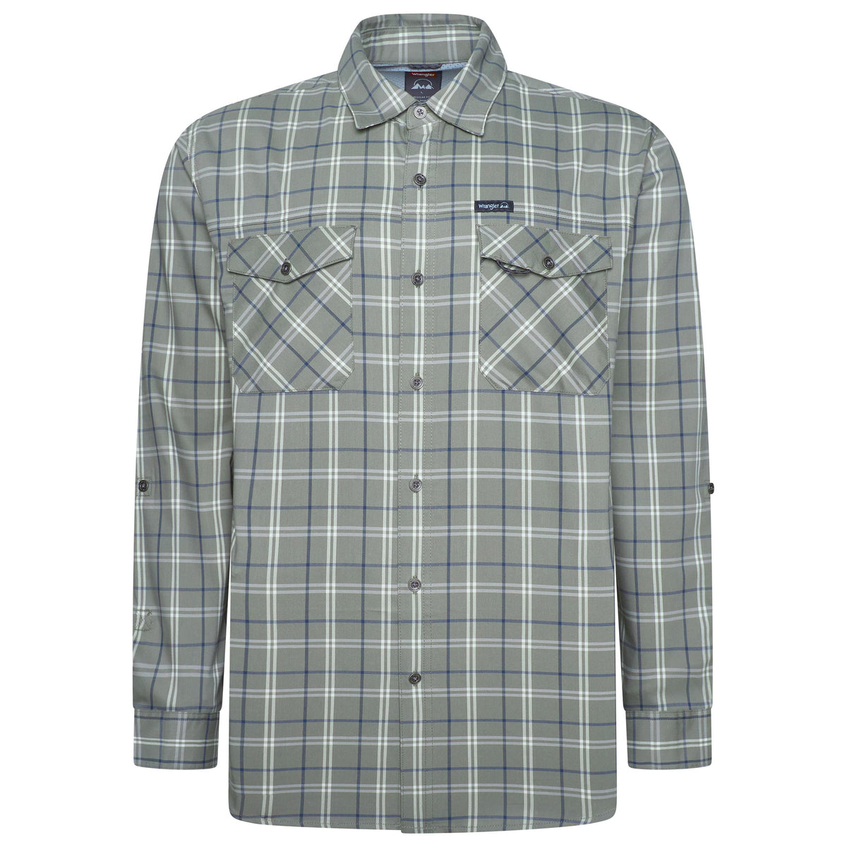 Wrangler Men's 2 Pocket Utility Shirt | Check | UPF 50+ Moisture Wicking | L-2XL