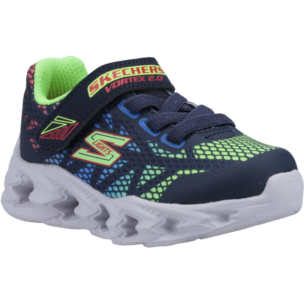 Skechers (GAR400602N) Boy's Vortex 2.0 Trainers in Navy/Multicoloured 4 to 9