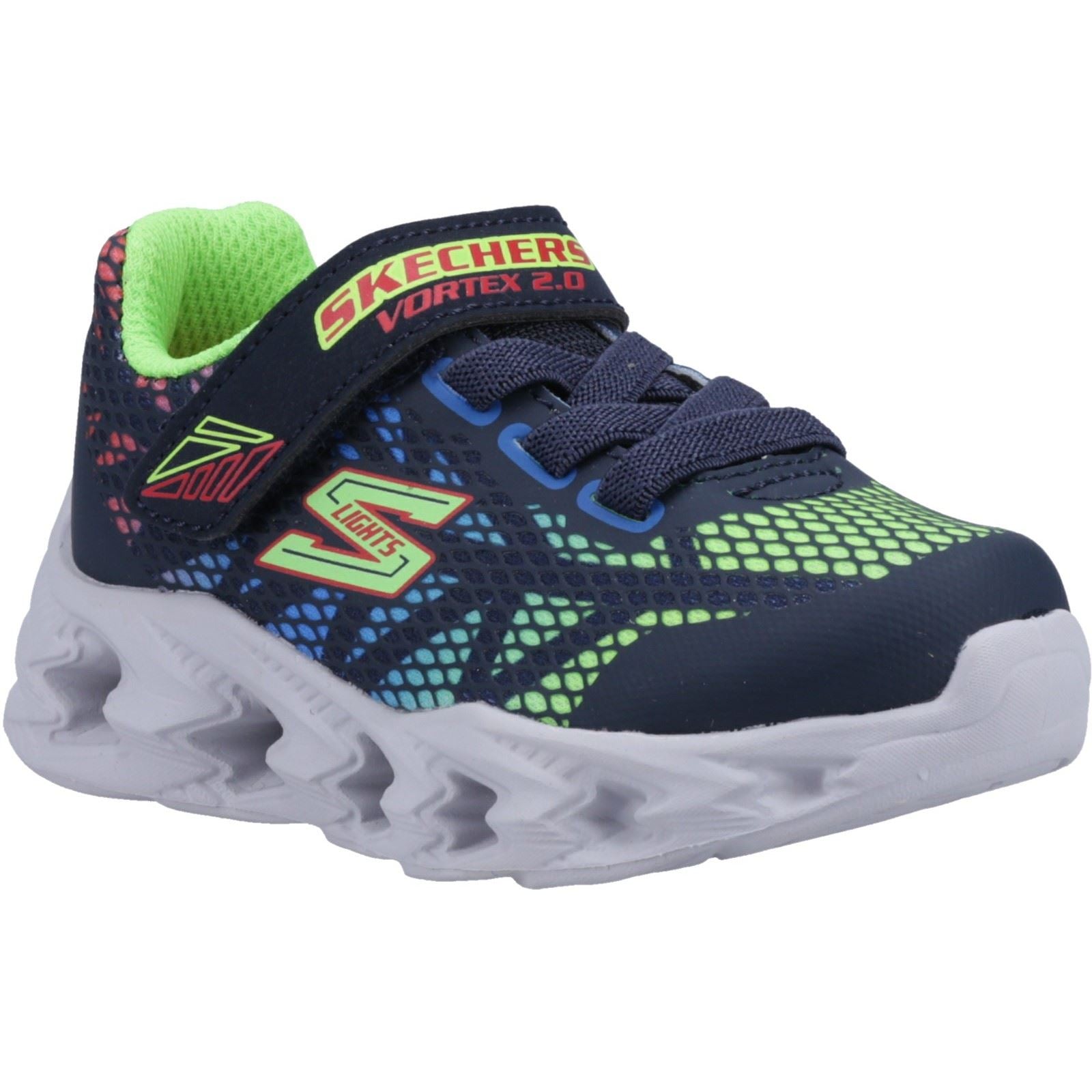 Skechers (GAR400602N) Boy's Vortex 2.0 Trainers in Navy/Multicoloured 4 to 9