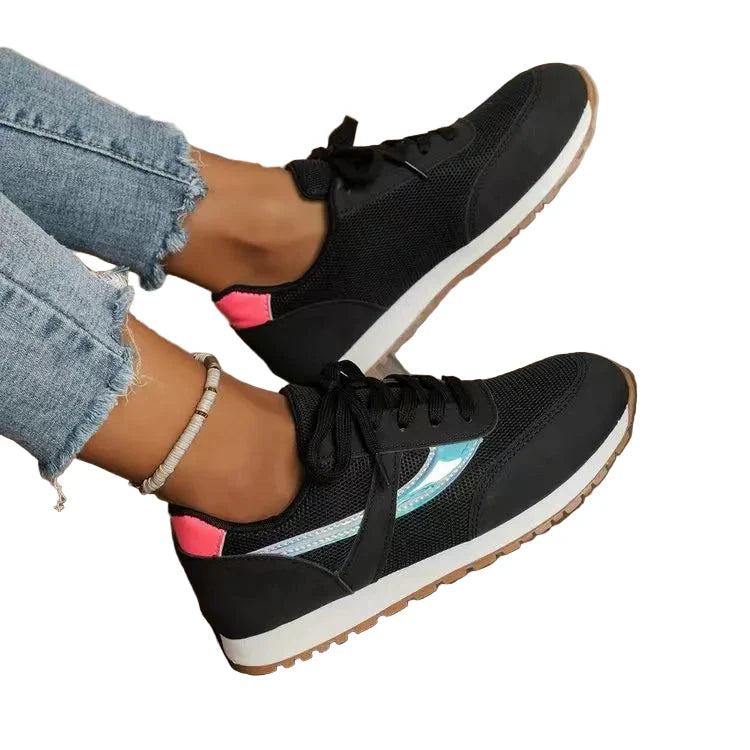 Mesh Contrast Round Toe Sneakers