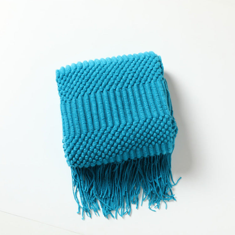 Decorative Sofa Bed Blanket, Cashmere-like Warm Tassel Blanket Scarf