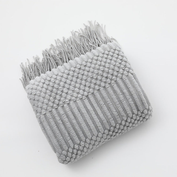 Decorative Sofa Bed Blanket, Cashmere-like Warm Tassel Blanket Scarf
