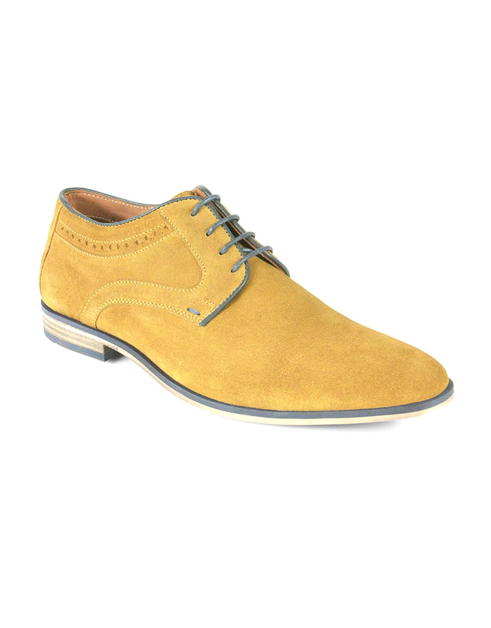 FRONT Mens Soft Round Carter Derby  Lace Up Shoes Tan UK 7 to UK 12