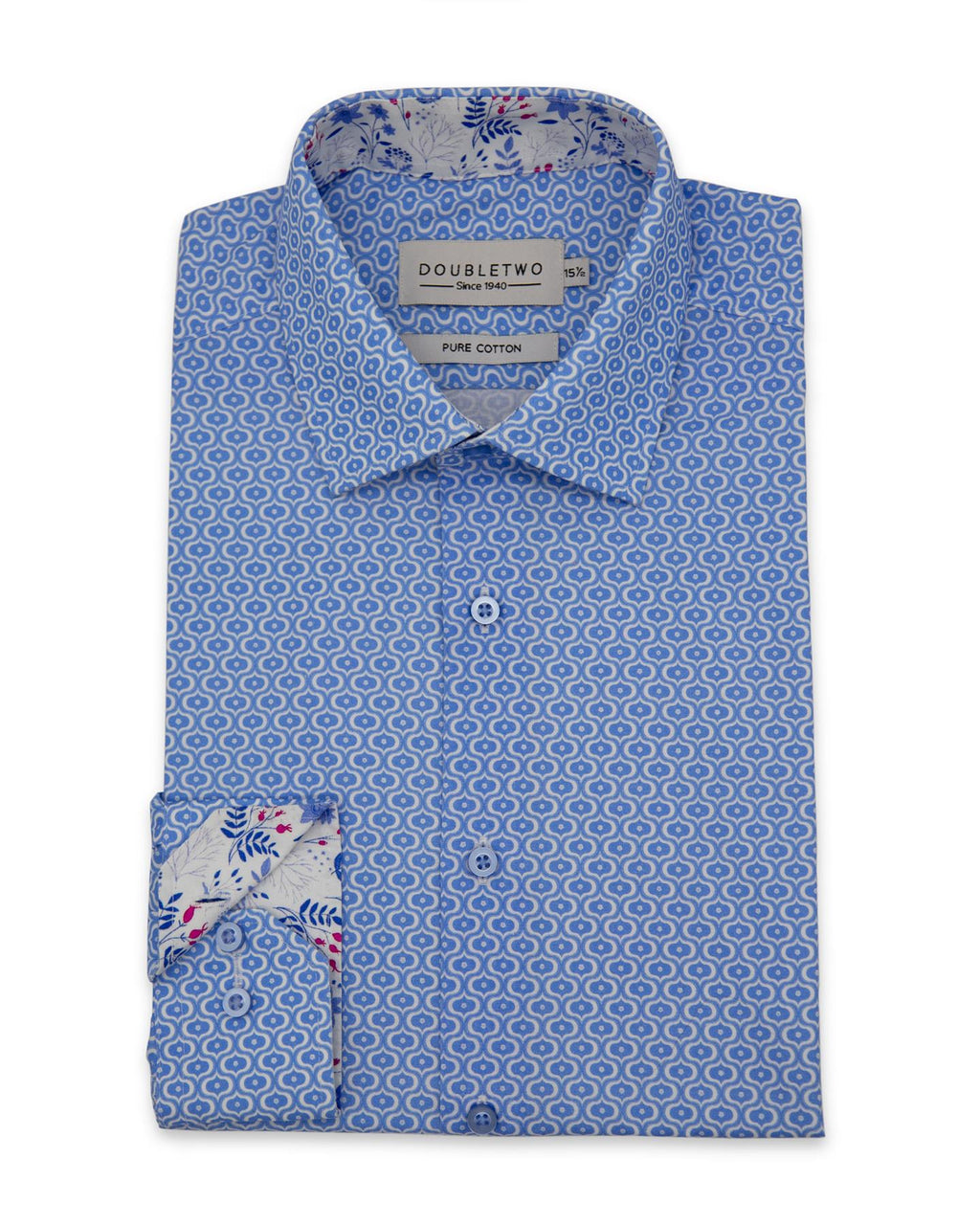 Double Two Moroccan Print Formal Long Sleeve Shirt For Men's (GS4242) in Collar Size 15 to 23, 2 Colours