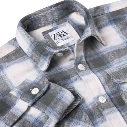Ex-Chain Store Men's Brushed Cotton Check Overshirt | Long Sleeve Regular Fit | S-2XL