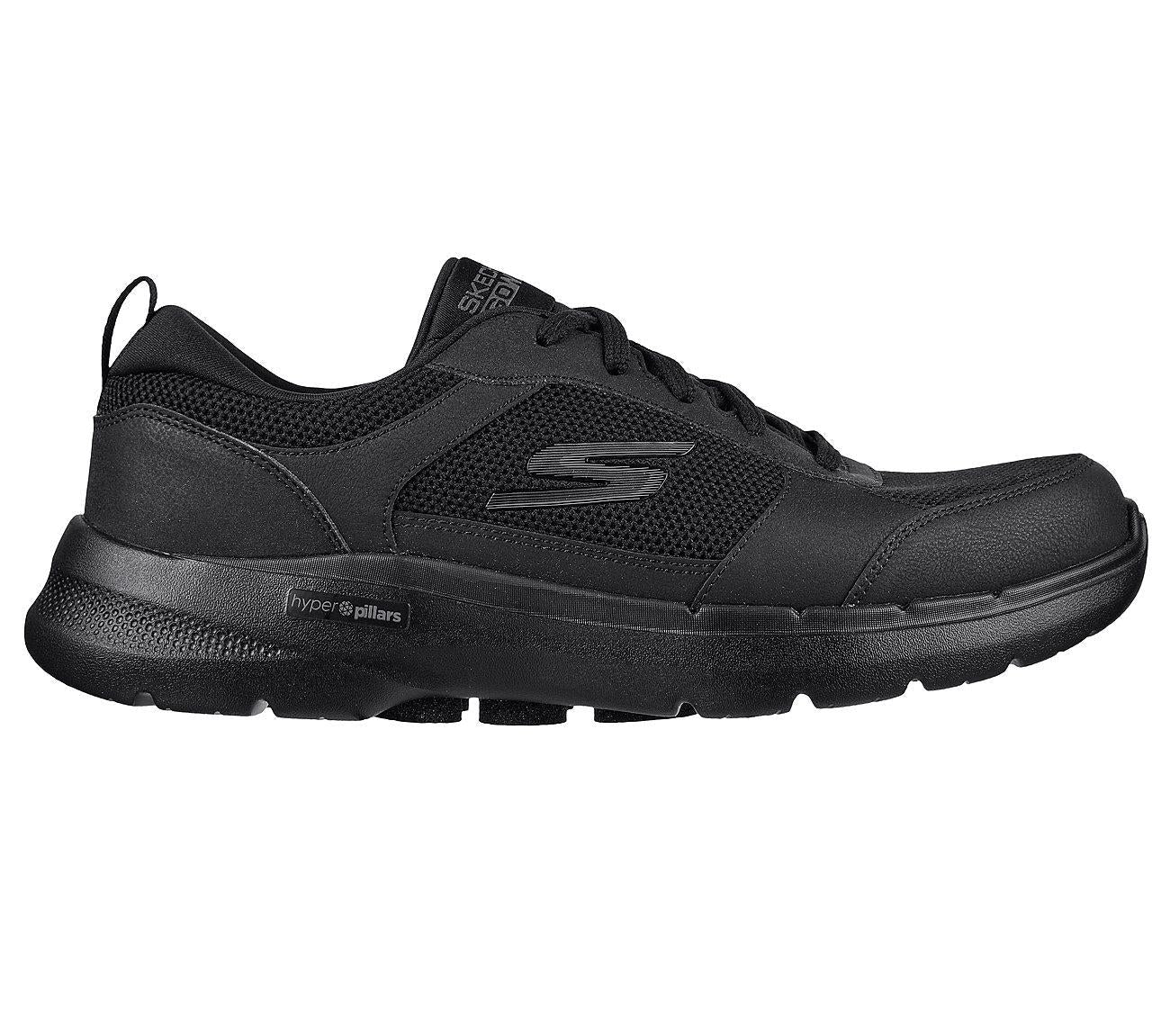 Skechers (216203WW) Men's GO WALK 6 - COMPETE Wide Width Lace-Up Sneaker in Black 8 to 15
