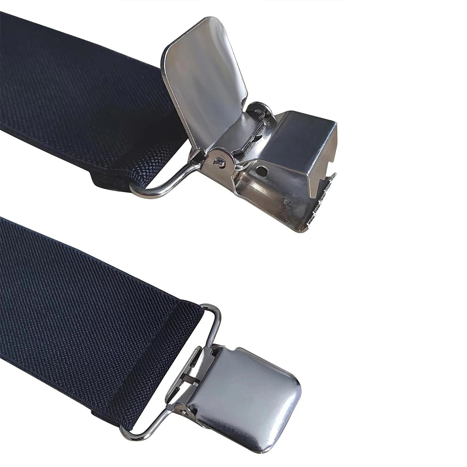 Fabrik Men's Big Size Heavy Duty Suspenders with 4 Strong Metal Clips in Black