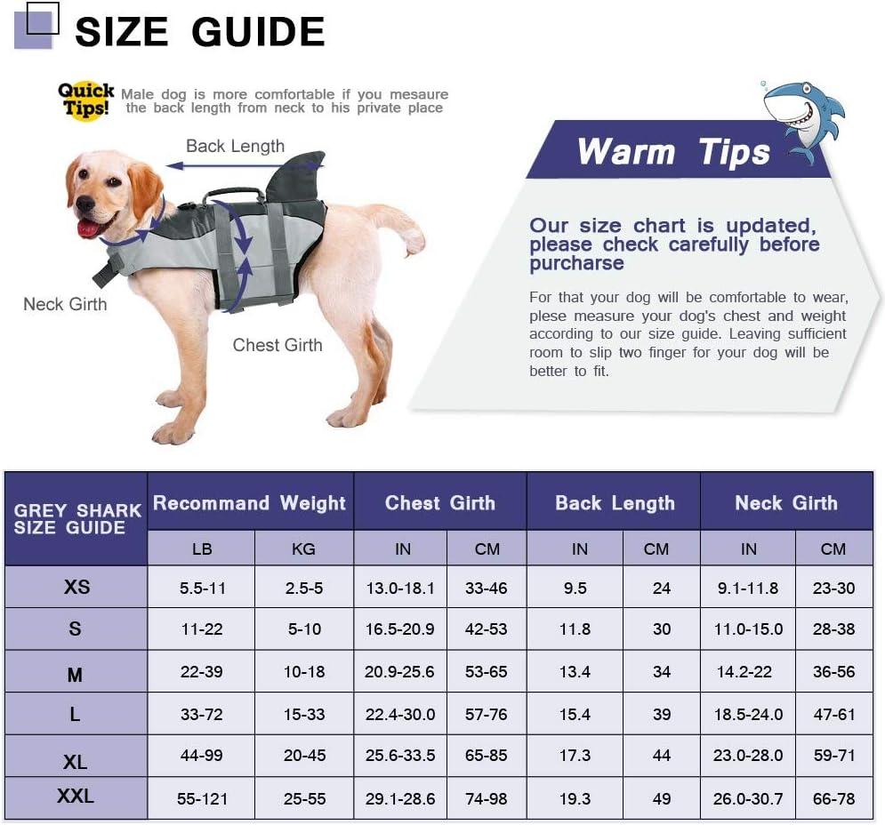 Dog Life Jacket Floatation, Pet Life Vest Shark Costume Size L