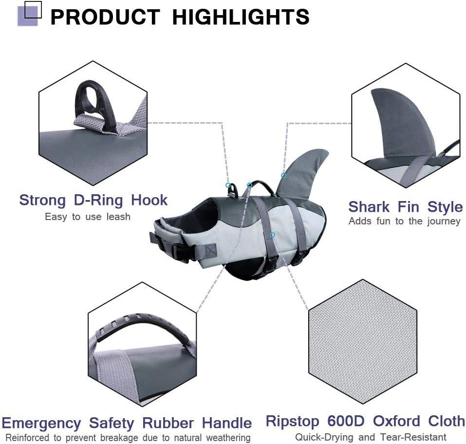 Dog Life Jacket Floatation, Pet Life Vest Shark Costume Size L