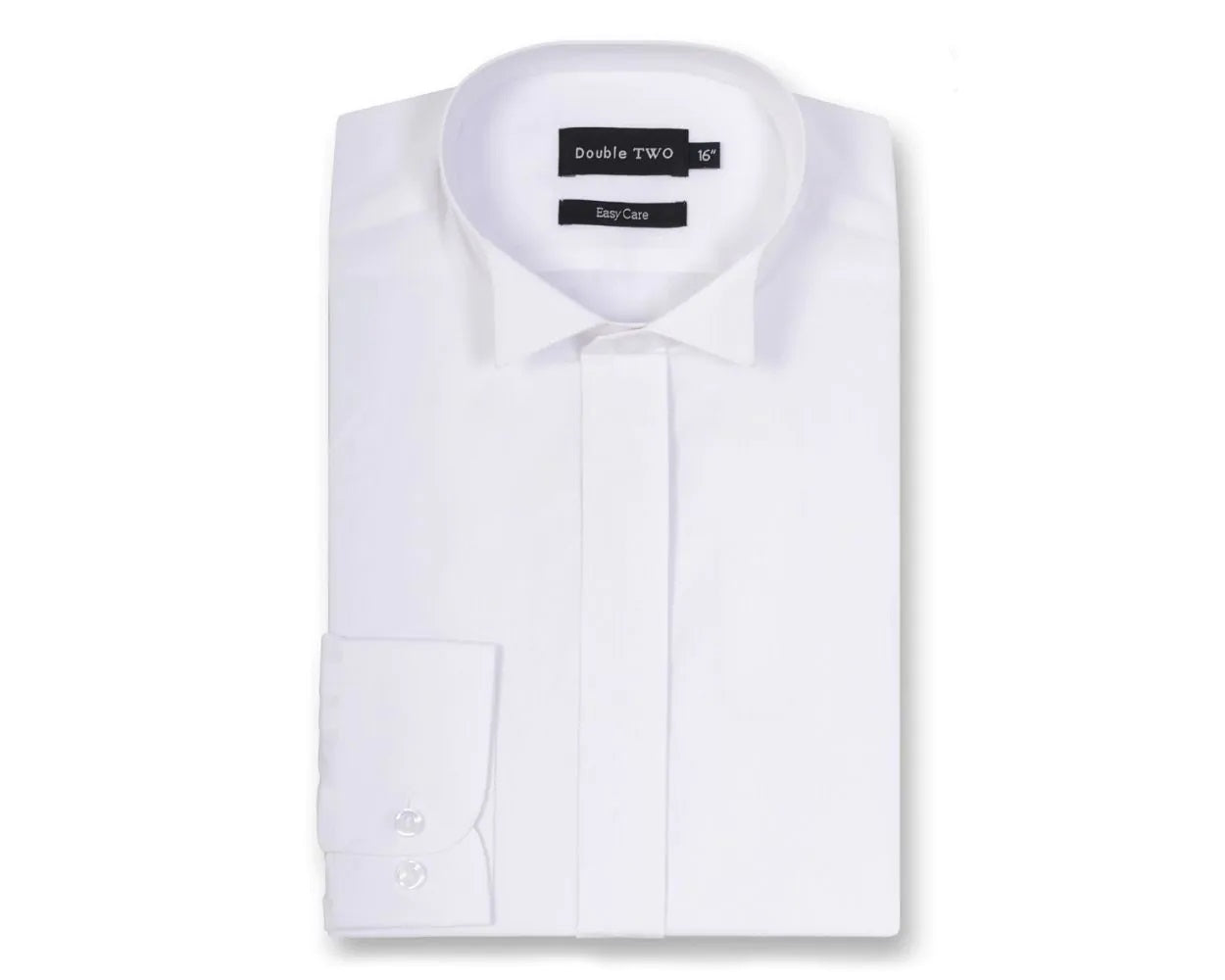 DOUBLE TWO SLIM FIT WHITE WING COLLAR PLAIN DRESS SHIRT SIZE 15-23