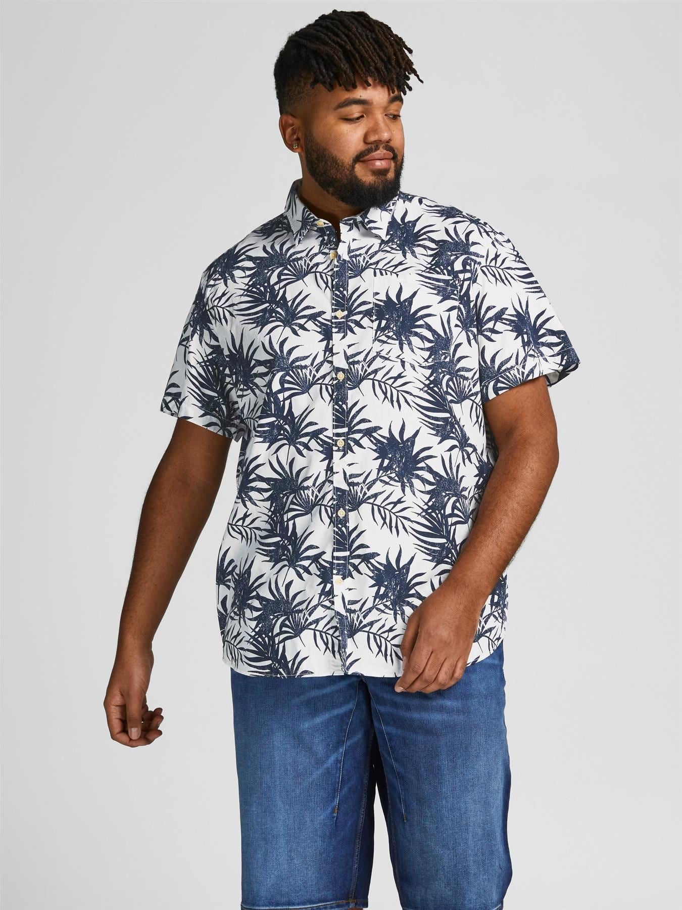 Jack & Jones Big & Tall Fit Size Men's Pure Cotton Floral Shirt in Size 2XL-6XL, 2 Colours