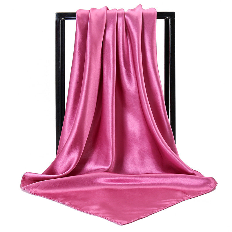 Ladies' Solid Colour Silk Satin Square Scarf, 90/90cm Headscarf, Flight Attendants' Neckerchiefs