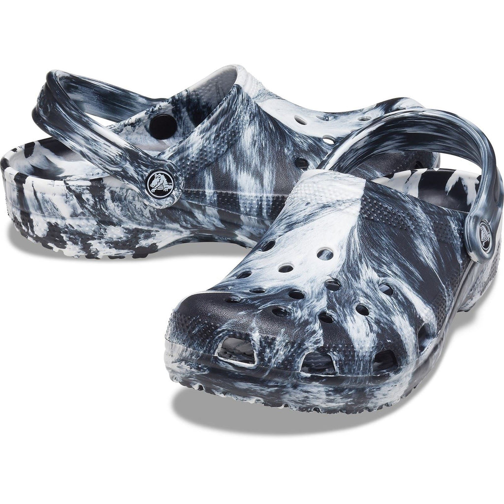 Crocs Unisex's Classic Marbled Clog in White/Black 3 to 8