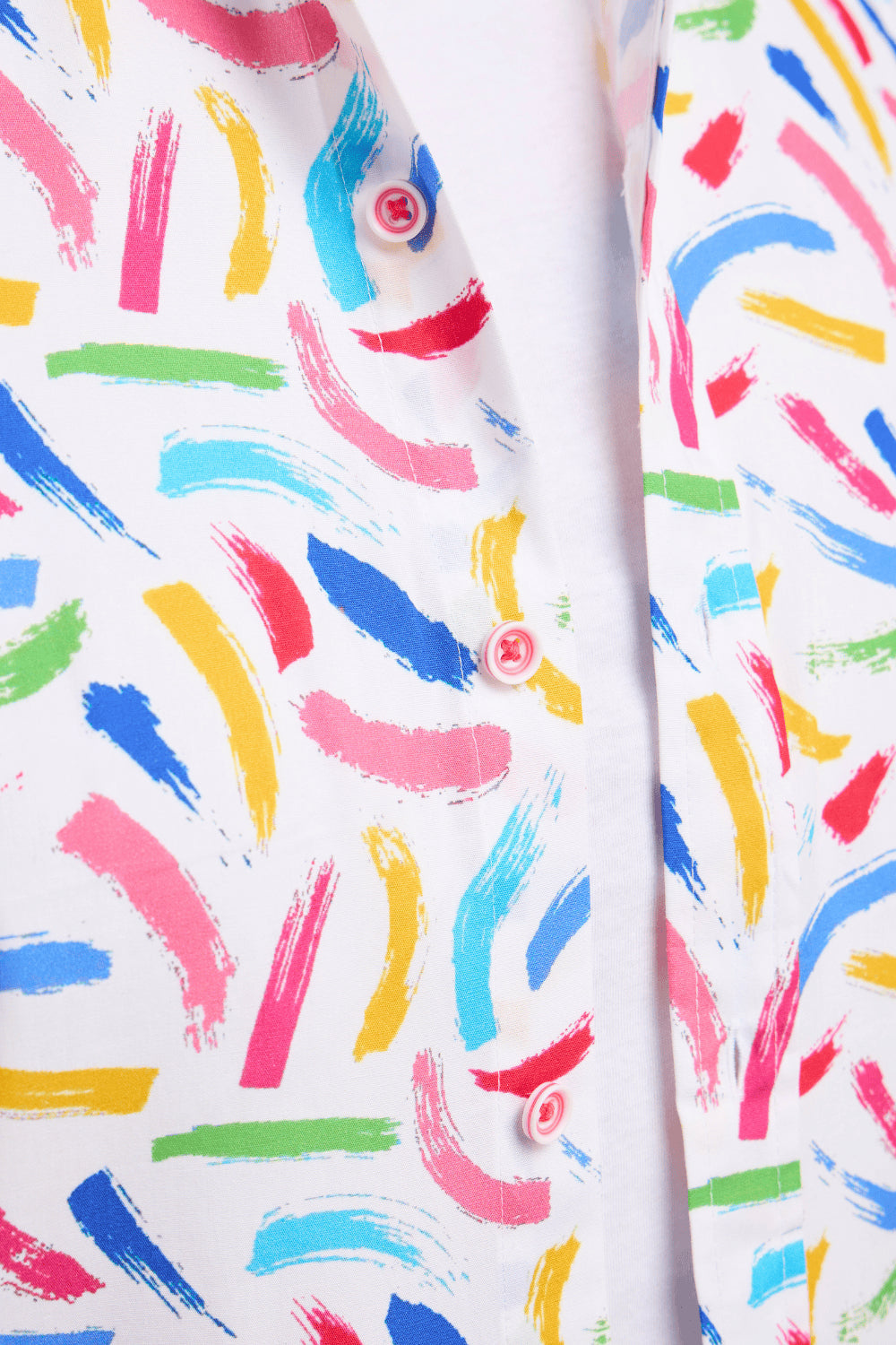 Double TWO Candy Brush Stroke Print Short Sleeve Shirt For Men in Multi, M-5XL