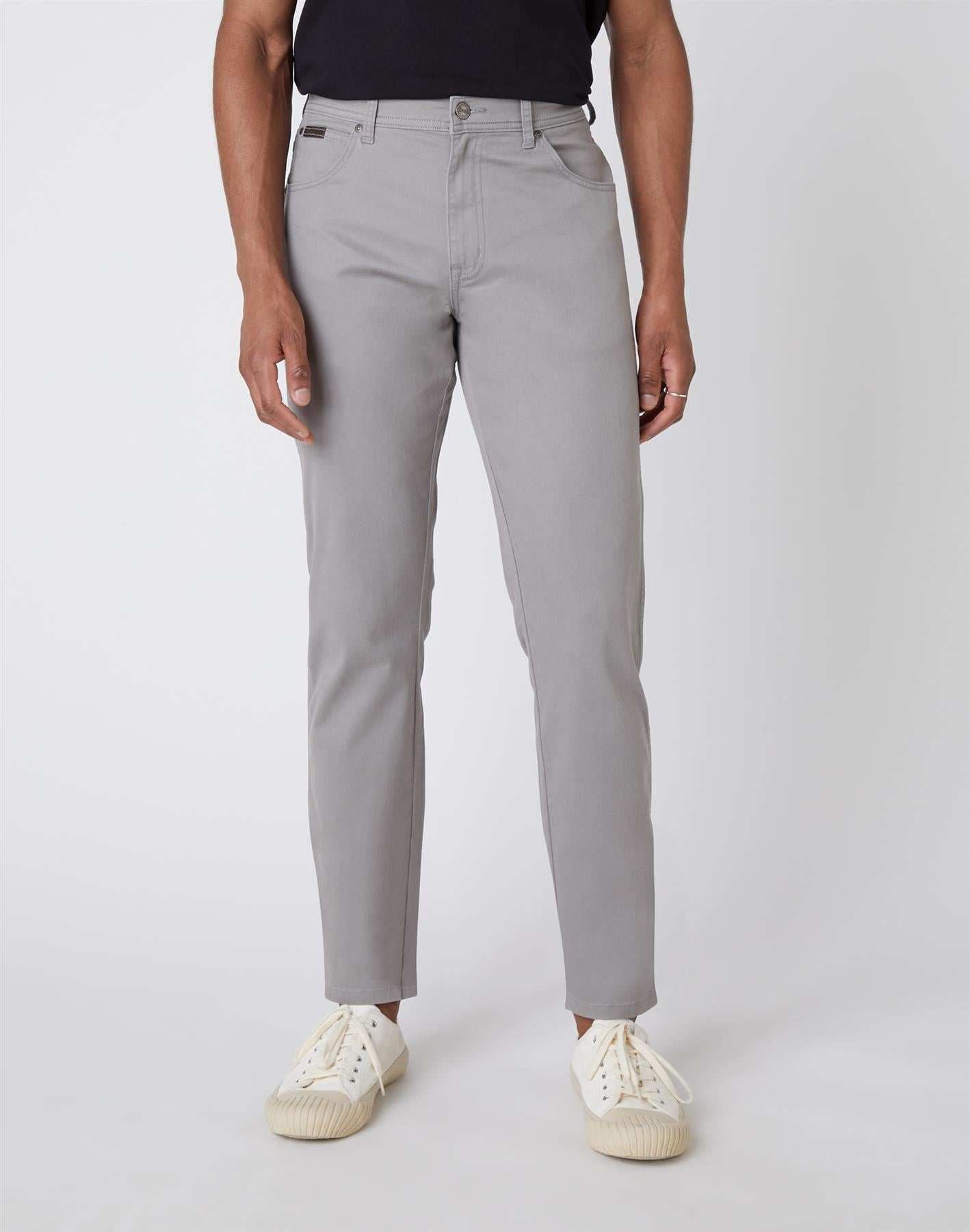 Wrangler Mens Texas Slim Shale Grey Trousers