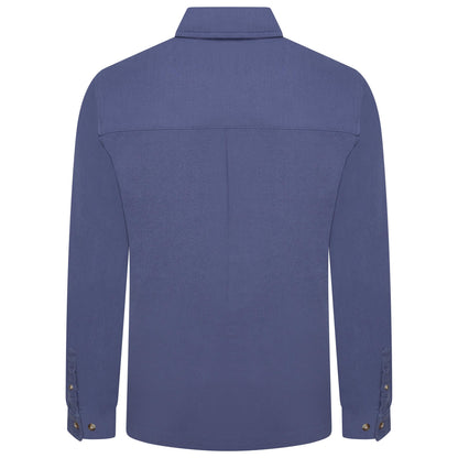 Ex-ASOS Men's Blue Heavyweight Cotton Twill Overshirt with Pockets
