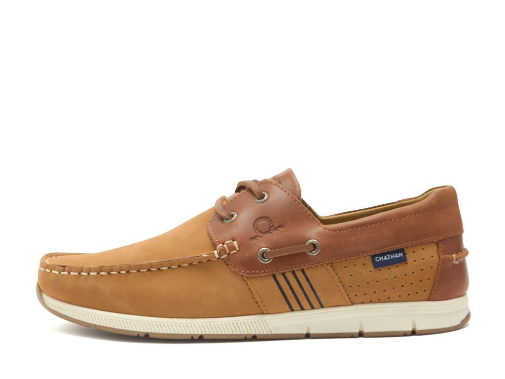 Chatham Nubuck & Leather Boat Shoes For Men - Brixham in Tan, 6-15