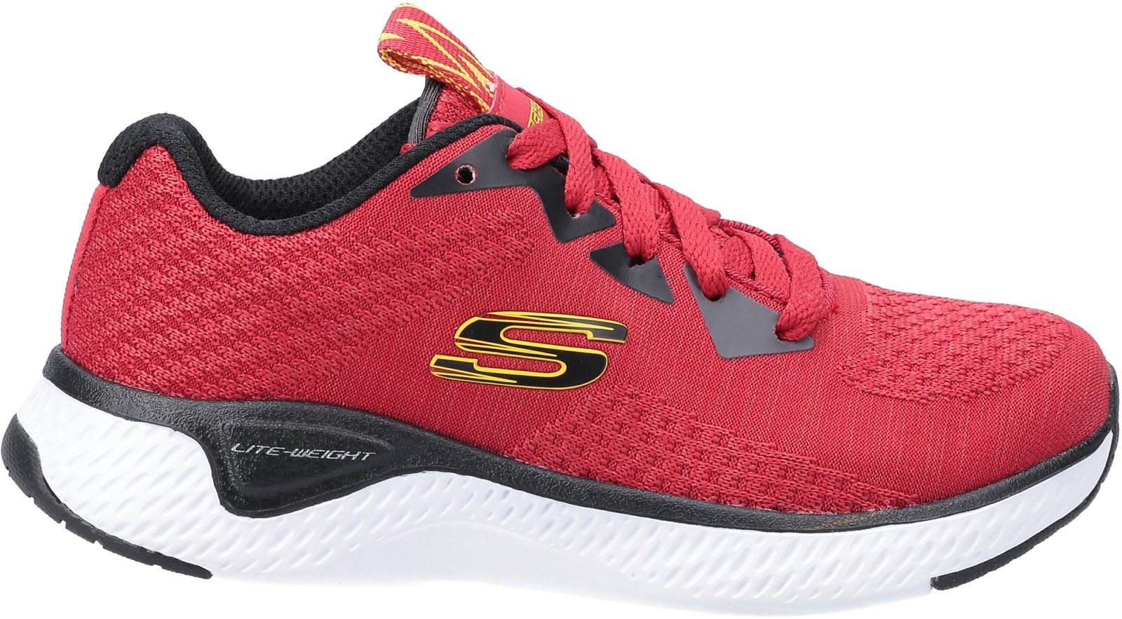 Skechers Solar Fuse Kryzik Lace Up Trainer Childrens Sports in Red/Black