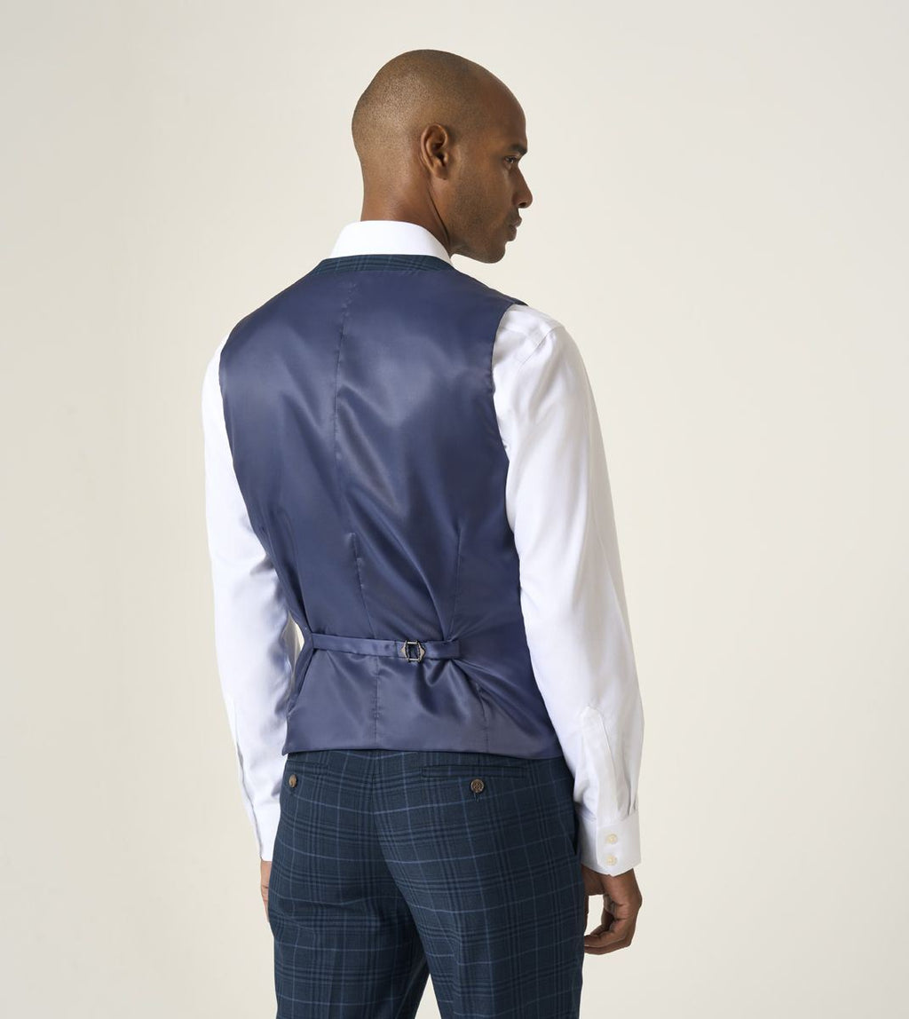Skopes Spencer Suit Tailored Fit Waistcoat For Men in Navy Check, 34R-62R