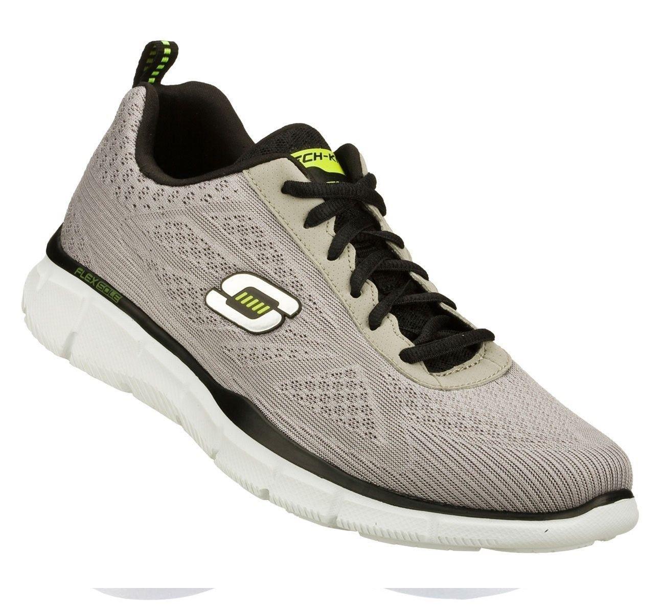 SKECHERS MEN'S EQUILIZER QUICK REACTION LIGHT GREY/BLACK WALKING/RUNNING TRAINERS IN SIZE UK6 TO UK13