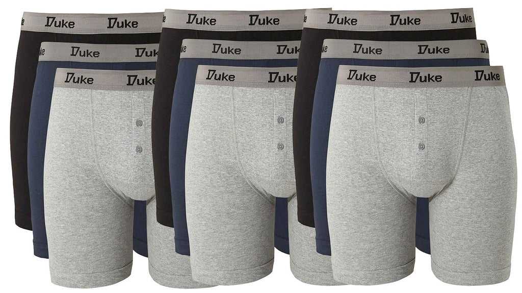 d555 Men's Big Size 9 Pack Jersey Button Fly Boxer Shorts by Duke London