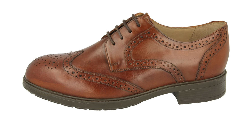 DB's Men's Extra Wide (2V Fit) Formal Lace Up Brogue Shoes (Lambeth) in Tan