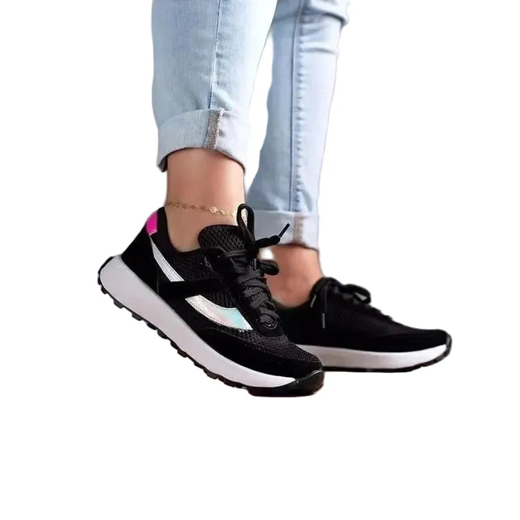 Mesh Contrast Round Toe Sneakers