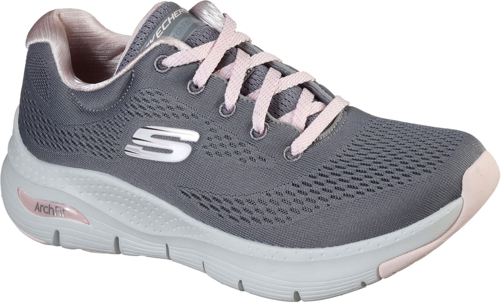 Skechers Arch Fit Sunny Outlook Sports Shoe Ladies Sports in Grey/Pink