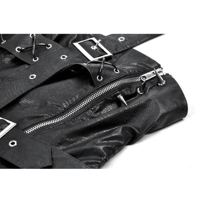 Dark in Love Vespera One-Shoulder Spiked Faux Leather Corset Top