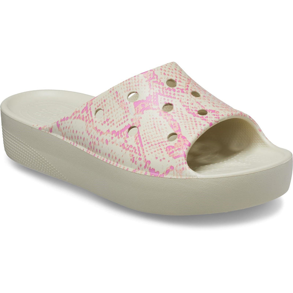 Crocs Women's Classic Platform Slide in Bone/Multi 4 to 8