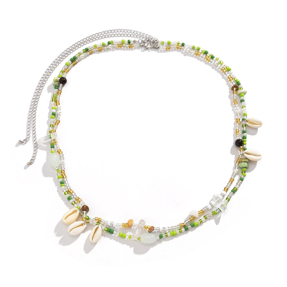 Beach Pastoral Style Contrast Color Gravel Double Layer Waist Decorations