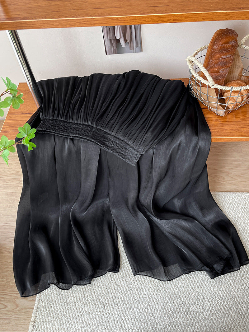 Women’s Elegant Ice Silk High Waist Long Pants
