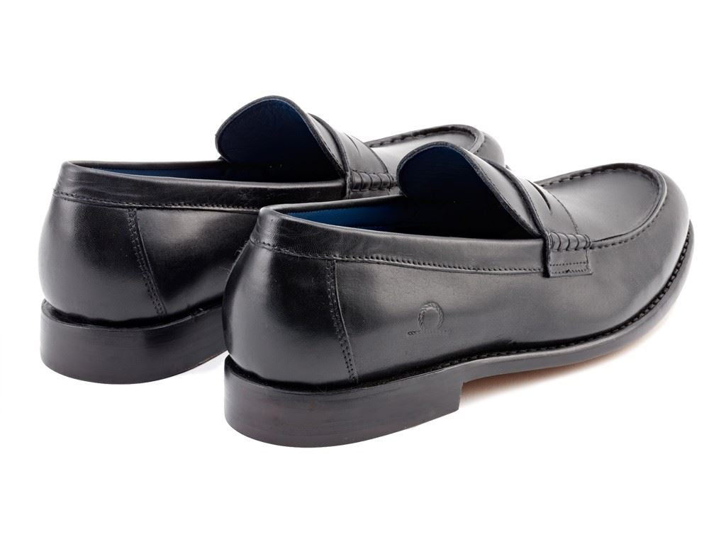 Chatham Mens McQueen Black Premium Leather Penny Loafers