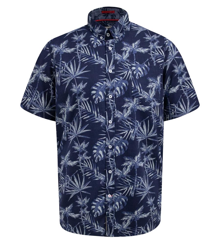 D555 TRURO Hawaiian Print Short Sleeve Shirt For Men in Navy, 2XL-6XL