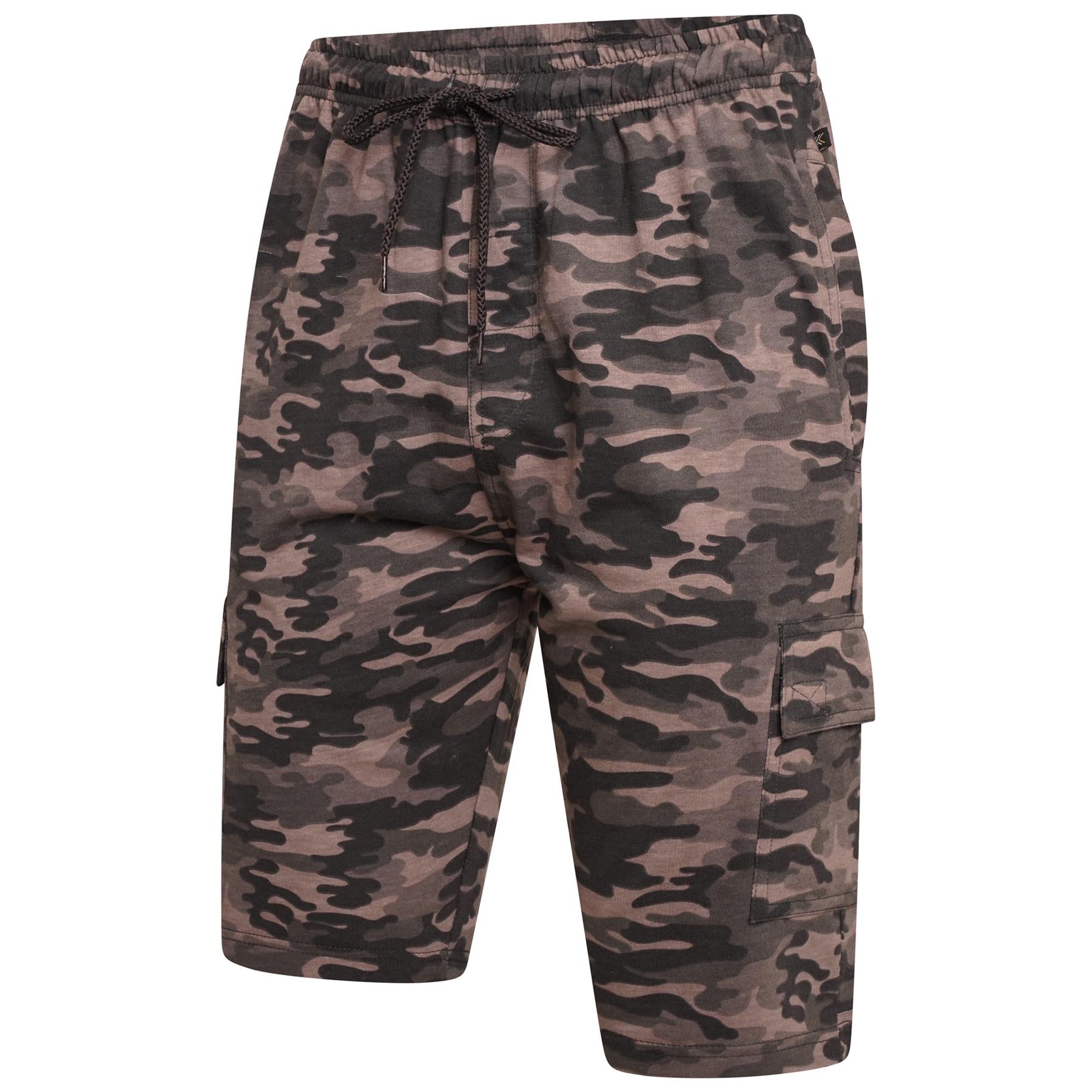 KAM Mens Plus Size Cargo Camo Lounge Shorts in 3 Colour Options 2XL to 8XL
