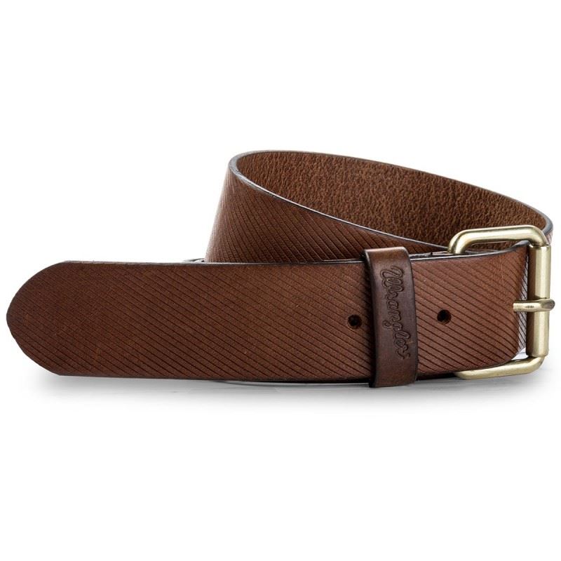 Wrangelr Geniune Leather Roller Buckle Belt in Cognac
