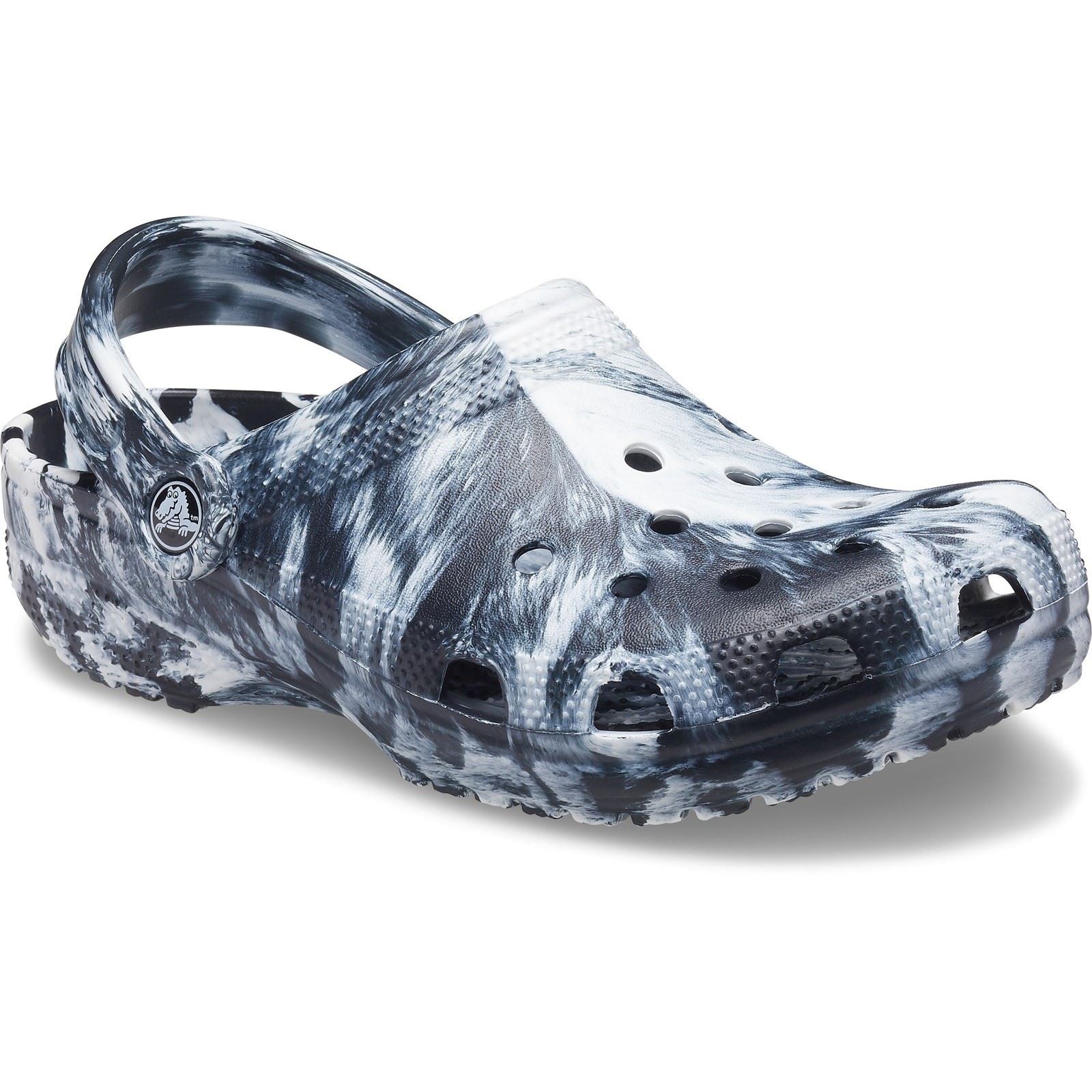 Crocs Unisex's Classic Marbled Clog in White/Black 3 to 8